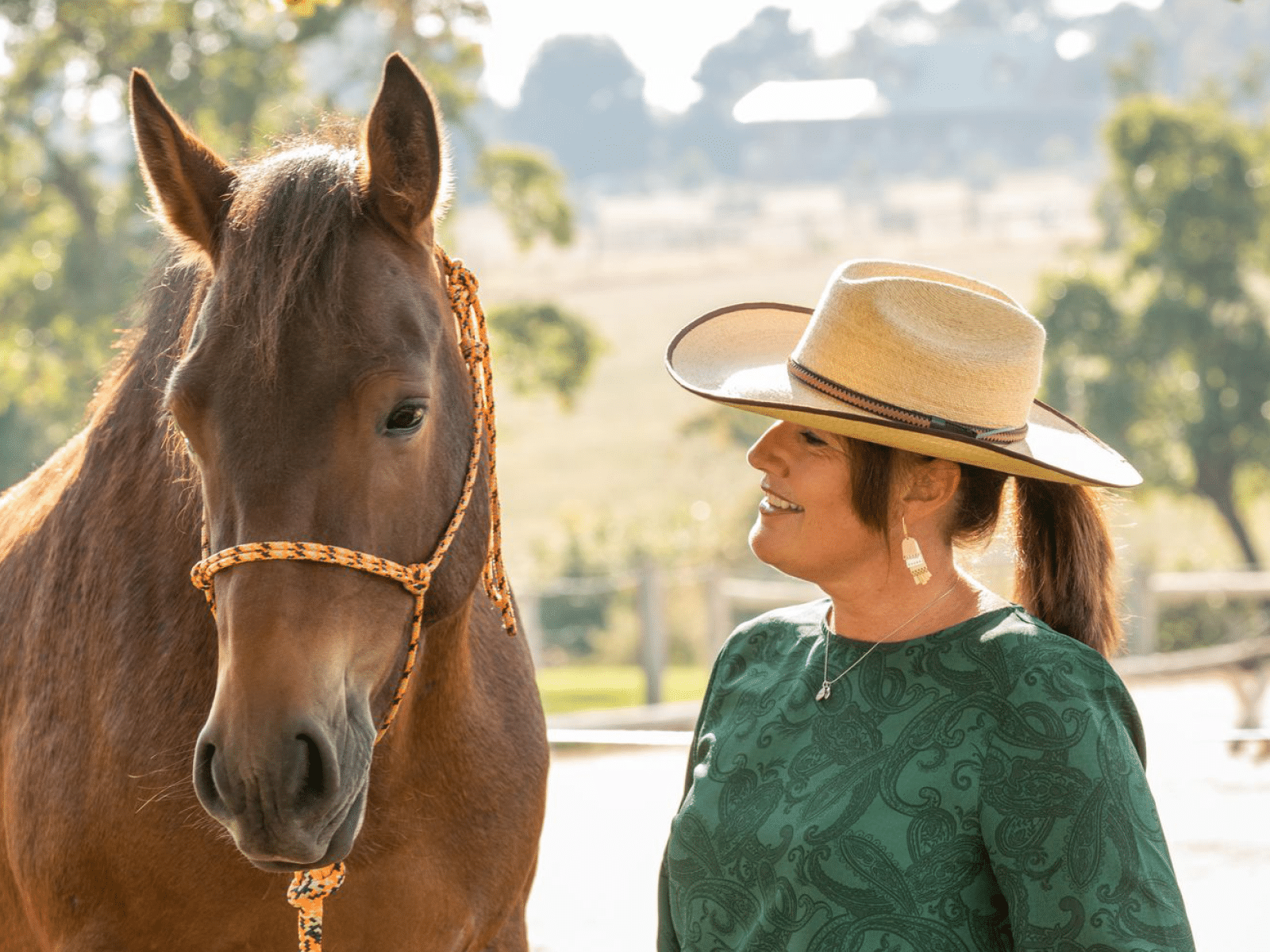Author with tethered horse
