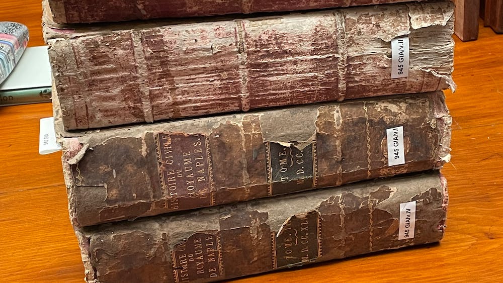 Stack of catalogued heritage books