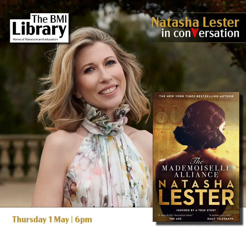 portrait of author with book cover